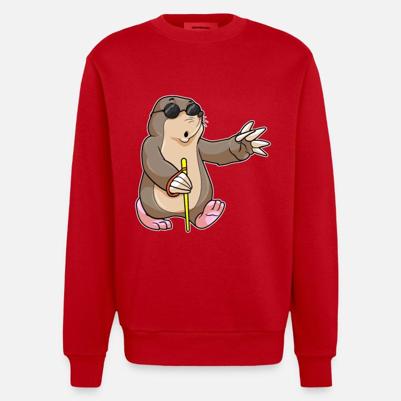 Mole Blind Drôle - Sweat bio épais oversize fabriqué en UE - rouge