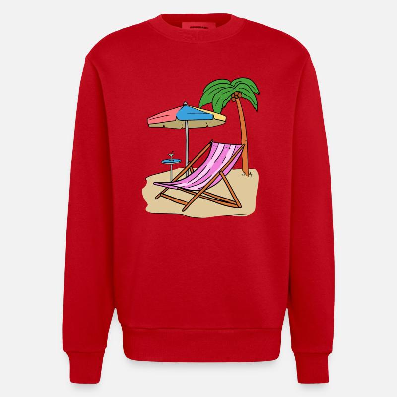 Vacances Palmen plage île Loisirs Mer - Sweat bio épais oversize fabriqué en UE - rouge