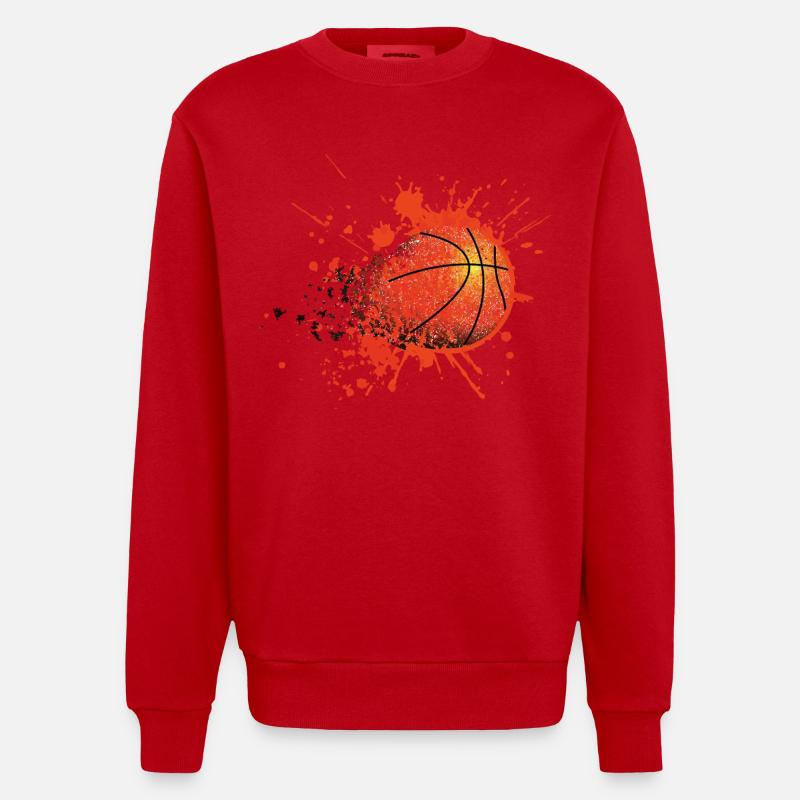 Basket basketteur basketteuse ballon joueur - Sweat bio épais oversize fabriqué en UE - rouge