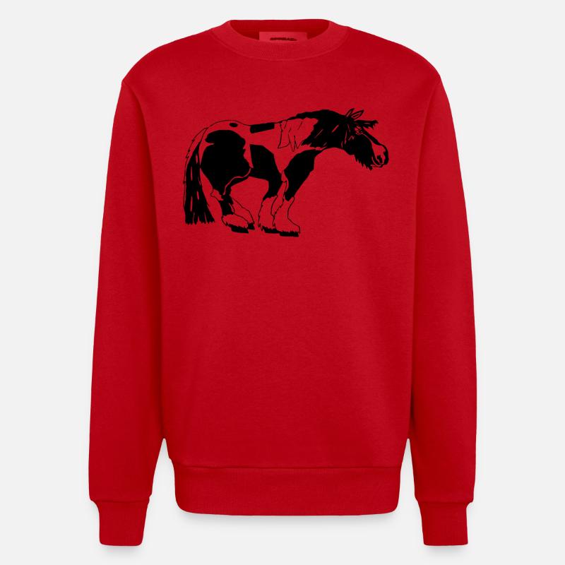 witziger Tinker , Tinker Schecke, Tinker reiten - Heavyweight Oversized Organic Crew Neck Made in EU - Rot
