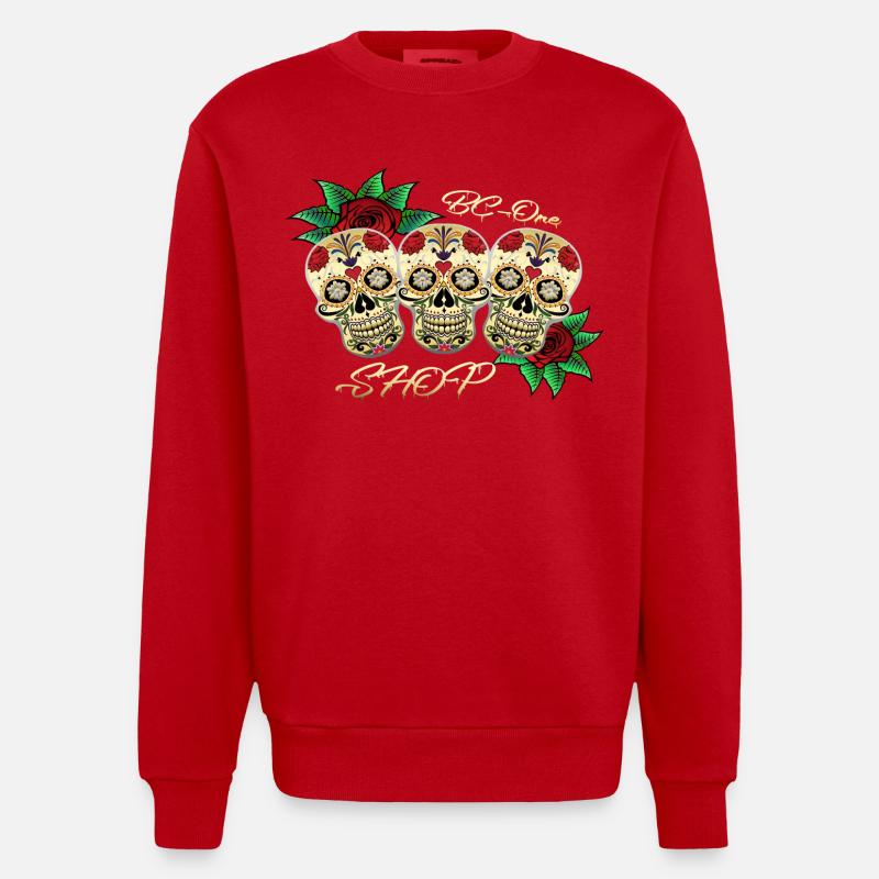 Crânes - Sweat bio épais oversize fabriqué en UE - rouge