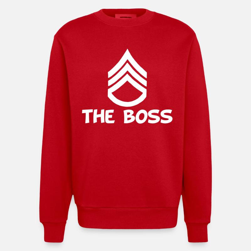 Der Chef (weiß) - Heavyweight Oversized Organic Crew Neck Made in EU - Rot