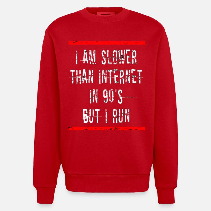 Slow Runner Running Run Gift - Heavyweight Oversized Organic Crew Neck Made in EU - red
