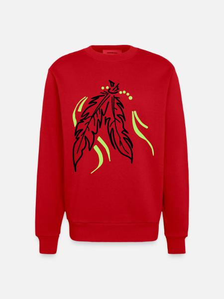 Feathers tied together - Heavyweight Oversized Organic Crew Neck Made in EU - red
