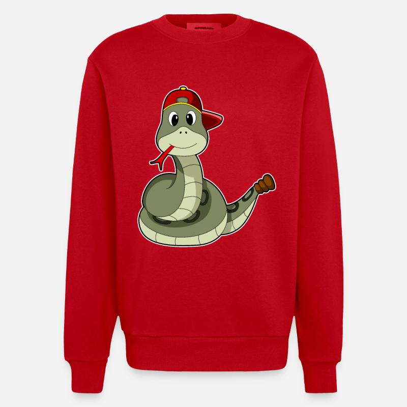 Serpent avec casquette - Sweat bio épais oversize fabriqué en UE - rouge