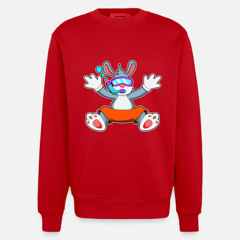 diving avec lunettes et tuba - Sweat bio épais oversize fabriqué en UE - rouge