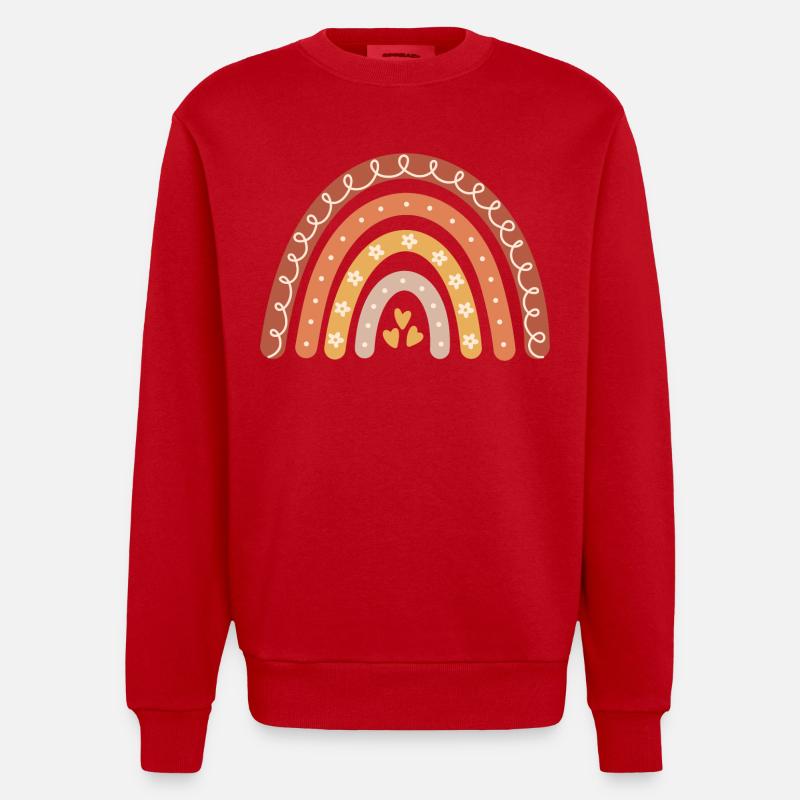 Boho Regenbogen - Heavyweight Oversized Organic Crew Neck Made in EU - Rot
