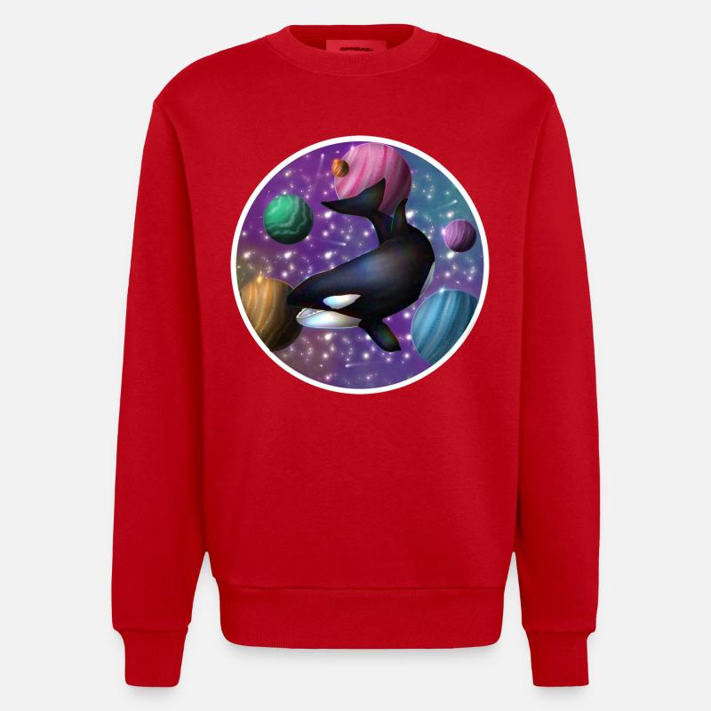 orque dans l’espace - Sweat bio épais oversize fabriqué en UE - rouge