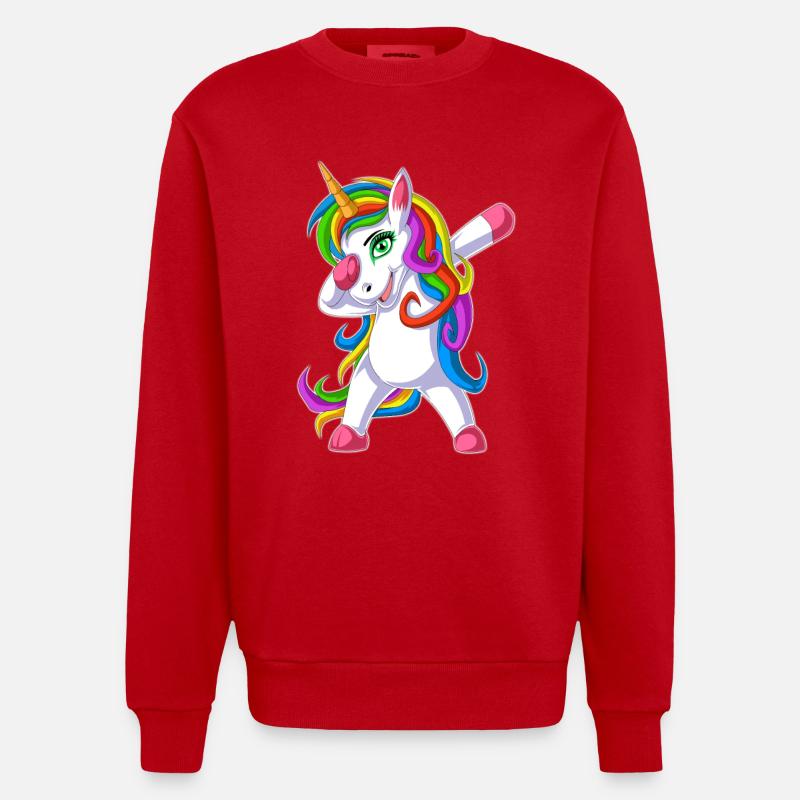 dabbing Einhorn - Heavyweight Oversized Organic Crew Neck Made in EU - Rot