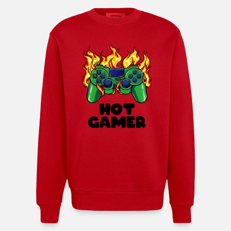 Gamer Zocker Videospieler Games Controller - Heavyweight Oversized Organic Crew Neck Made in EU - Rot