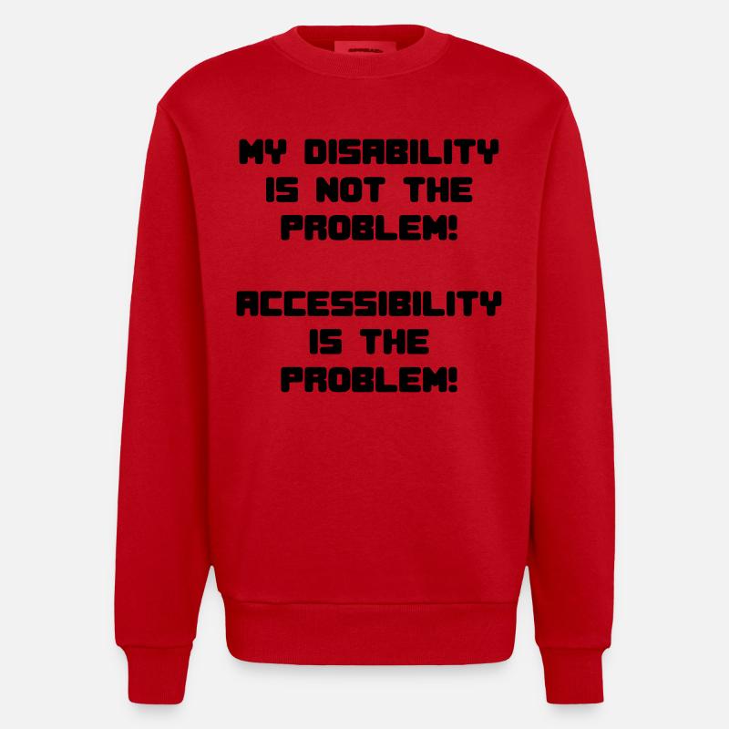 Meine Behinderung ist nicht das Problem # - Heavyweight Oversized Organic Crew Neck Made in EU - Rot