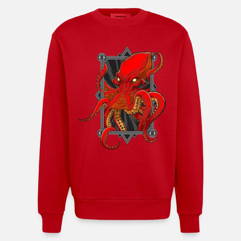 Pieuvres - Sweat bio épais oversize fabriqué en UE - rouge