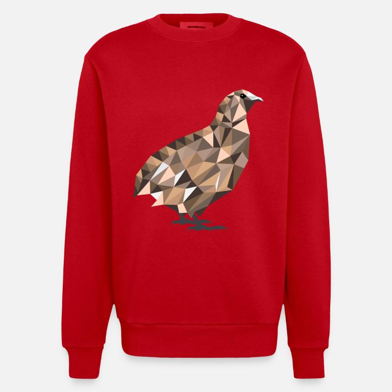 Polygone cailles cailles cailles cailles cadeau - Sweat bio épais oversize fabriqué en UE - rouge