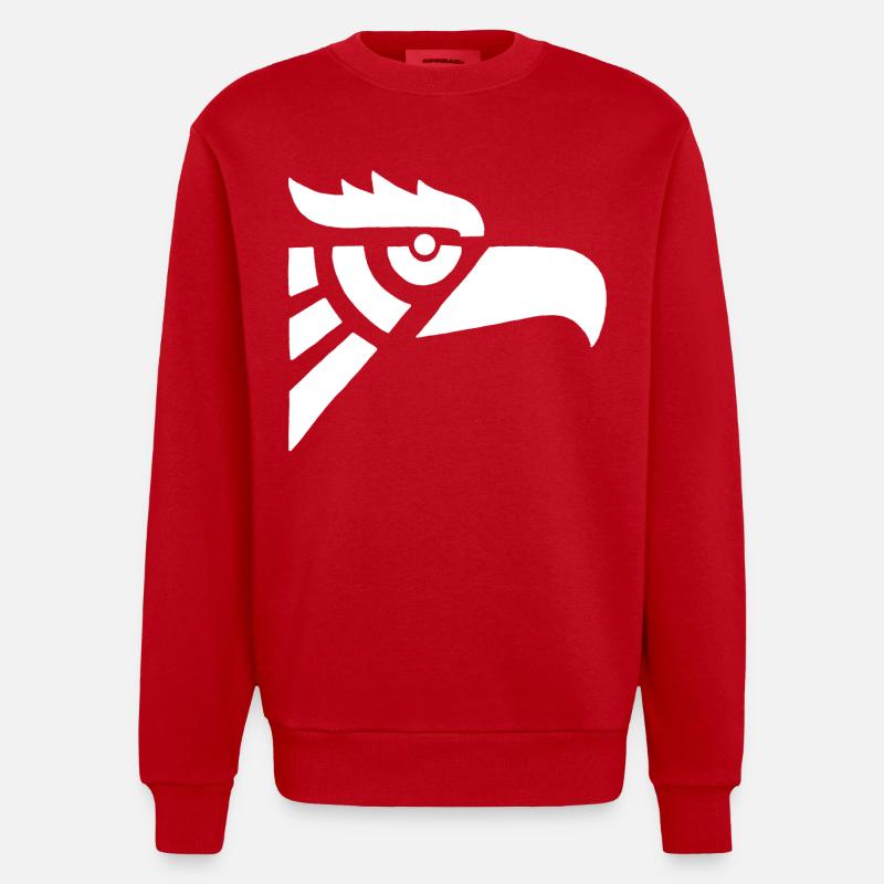 Adlerkopf weiß aztekisch - Heavyweight Oversized Organic Crew Neck Made in EU - Rot
