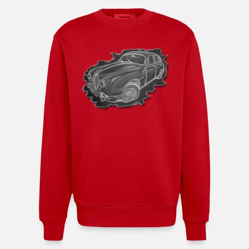 Oldtimer - Dessin - Sweat bio épais oversize fabriqué en UE - rouge
