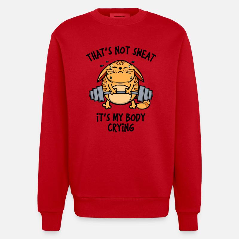 Fitness Training Statement Langhantel - Heavyweight Oversized Organic Crew Neck Made in EU - Rot