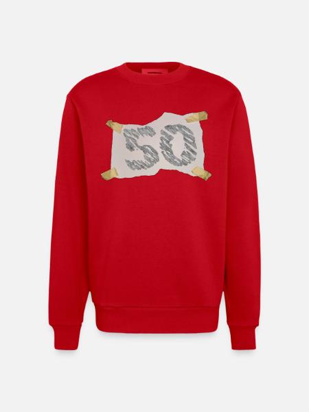 50th birthday - Heavyweight Oversized Organic Crew Neck Made in EU - red