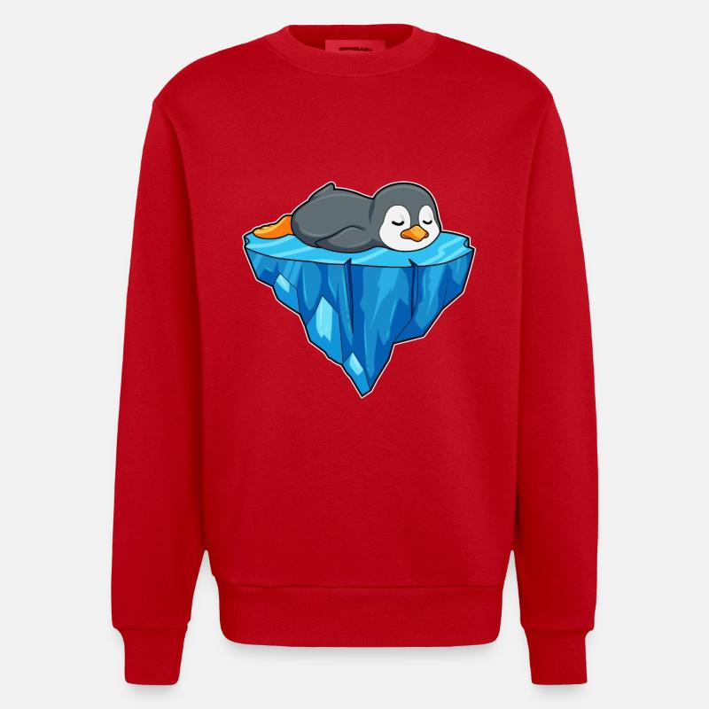 Pinguin Eisscholle - Heavyweight Oversized Organic Crew Neck Made in EU - Rot
