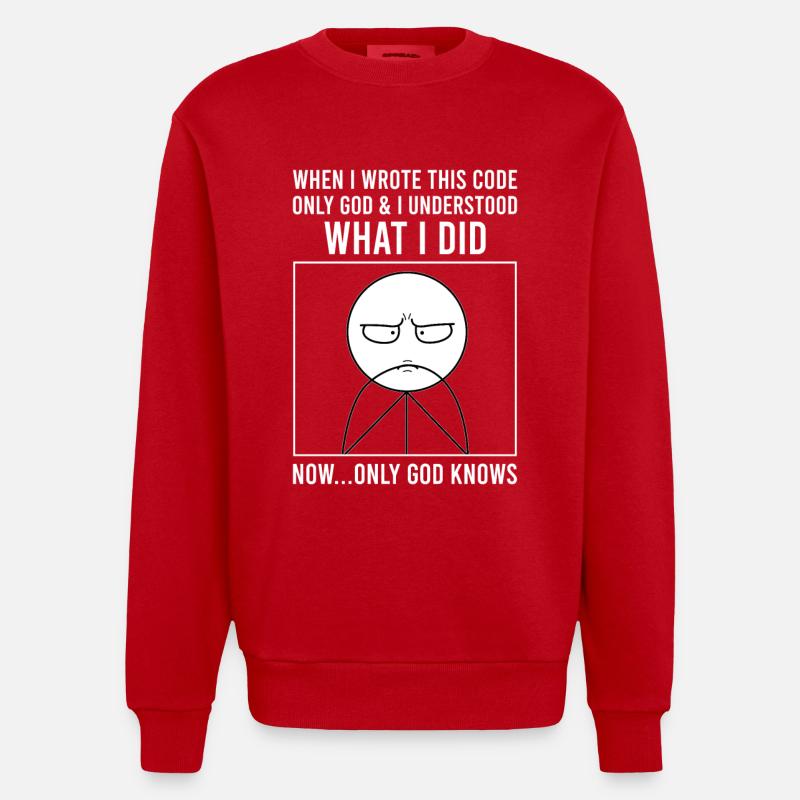 Programmierer Informatiker Softwareentwickler Meme - Heavyweight Oversized Organic Crew Neck Made in EU - Rot