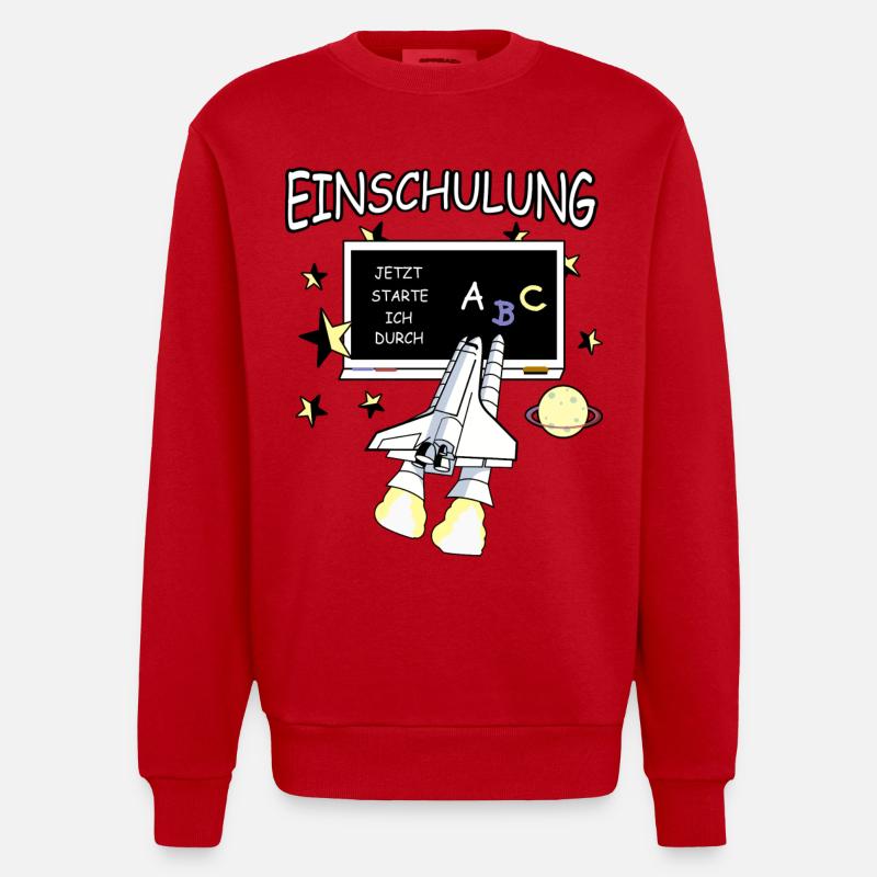 Einschulung - Heavyweight Oversized Organic Crew Neck Made in EU - Rot