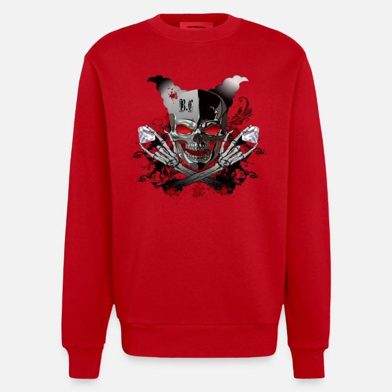 Diamant Skull - Sweat bio épais oversize fabriqué en UE - rouge