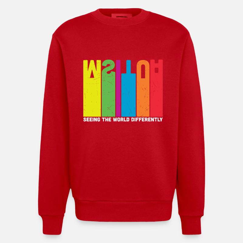 L’autisme voit le monde différemment - Sweat bio épais oversize fabriqué en UE - rouge