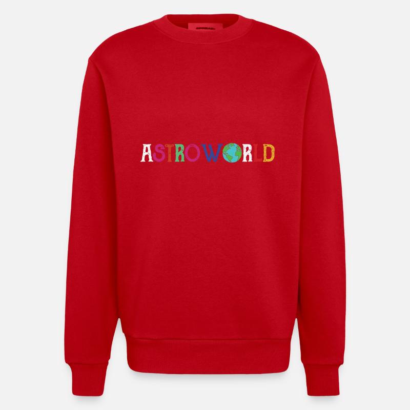Astroworld Save The Earth Environment - Heavyweight Oversized Organic Crew Neck Made in EU - red