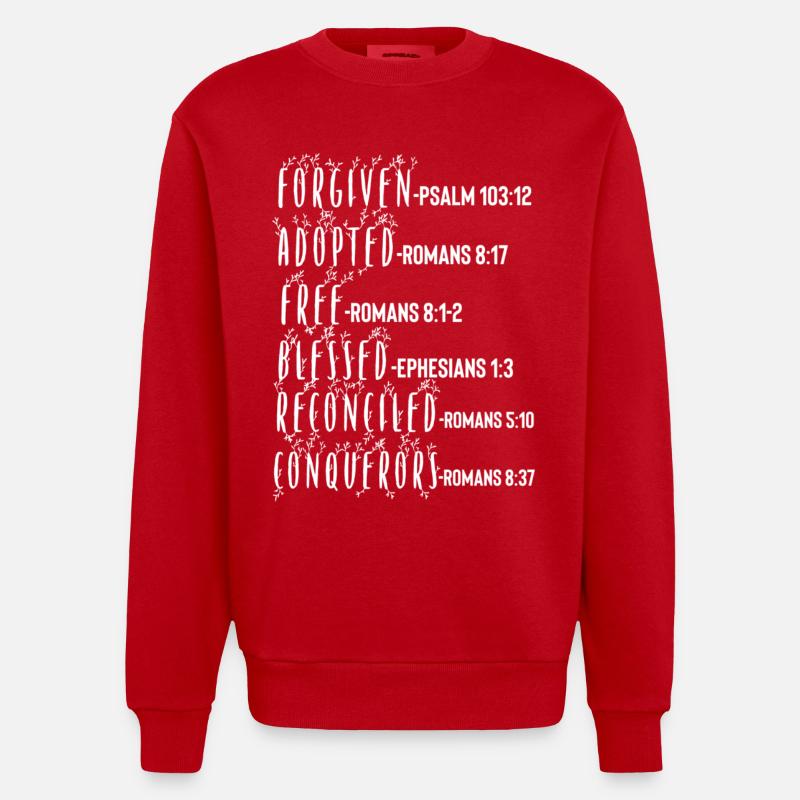 Verset biblique du Saint- - Sweat bio épais oversize fabriqué en UE - rouge