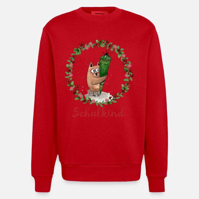 Schulkind Eule - Heavyweight Oversized Organic Crew Neck Made in EU - Rot