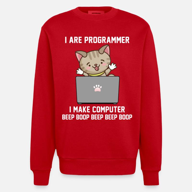 Programmer - Heavyweight Oversized Organic Crew Neck Made in EU - red