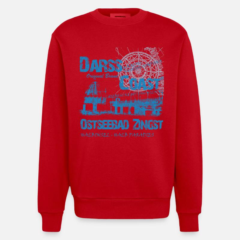 DarssCoast - Ostseebad Zingst - Heavyweight Oversized Organic Crew Neck Made in EU - Rot