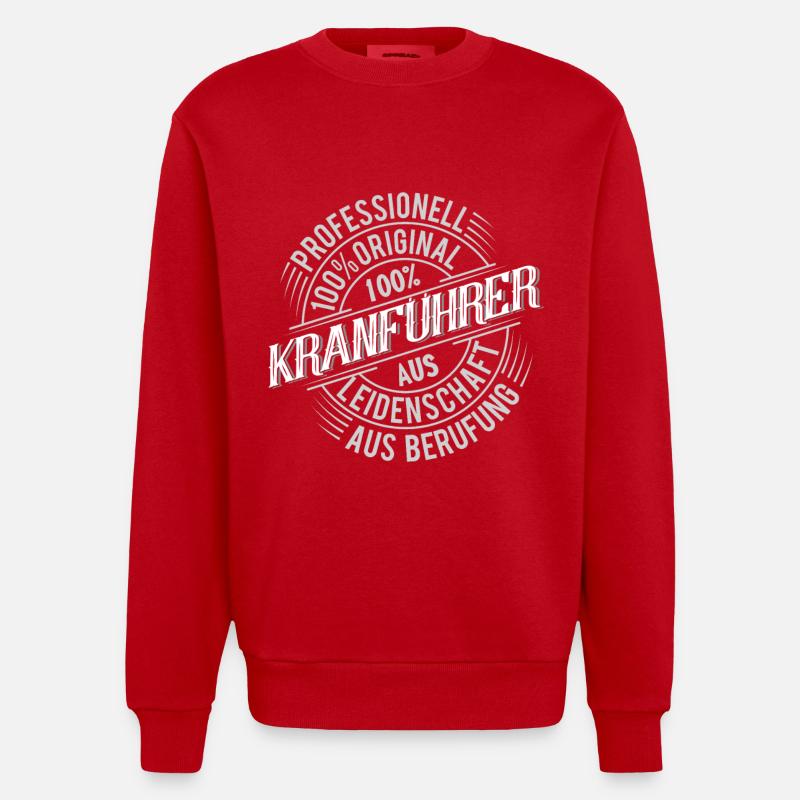Kranführer - Heavyweight Oversized Organic Crew Neck Made in EU - Rot
