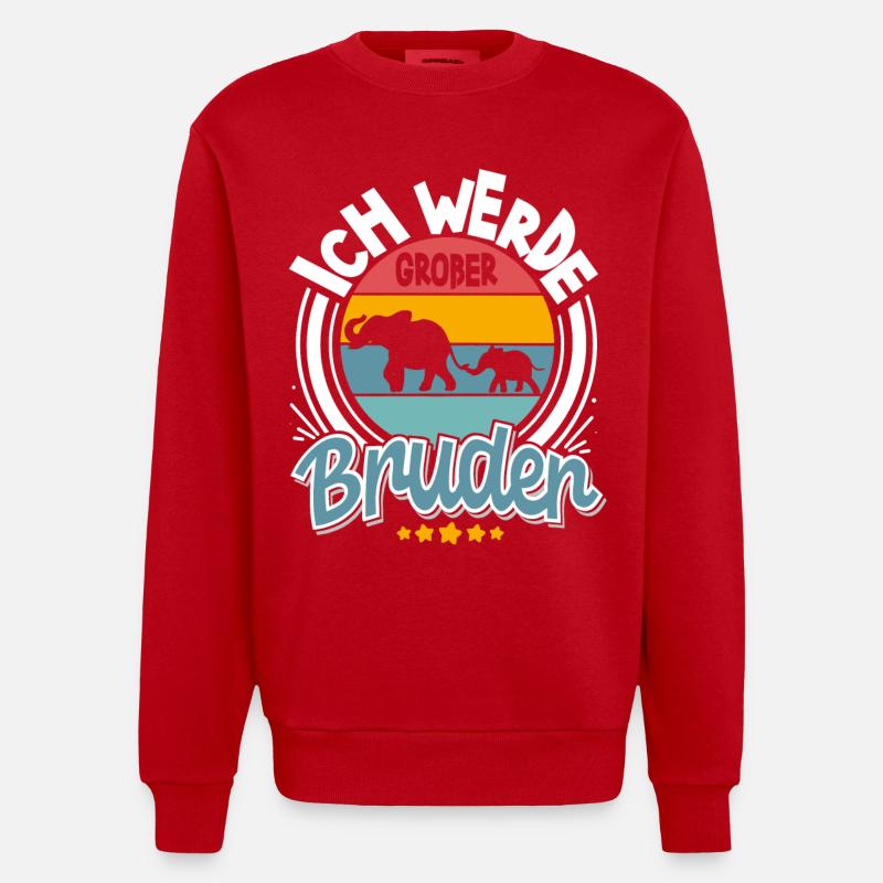 Ich Werde Großer Bruder - Heavyweight Oversized Organic Crew Neck Made in EU - Rot
