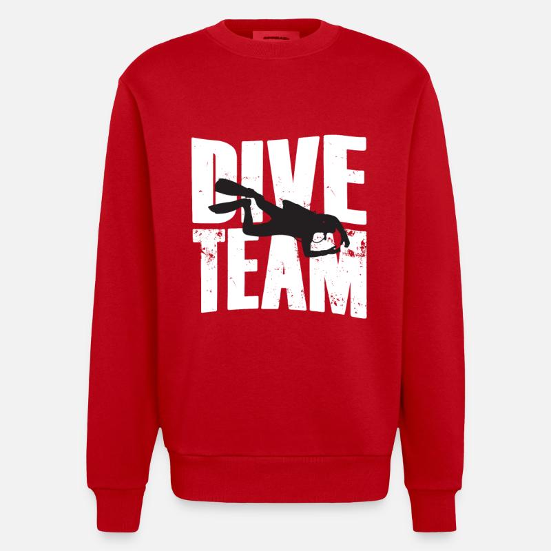 Équipe de plongée Diver Silhouette - Sweat bio épais oversize fabriqué en UE - rouge