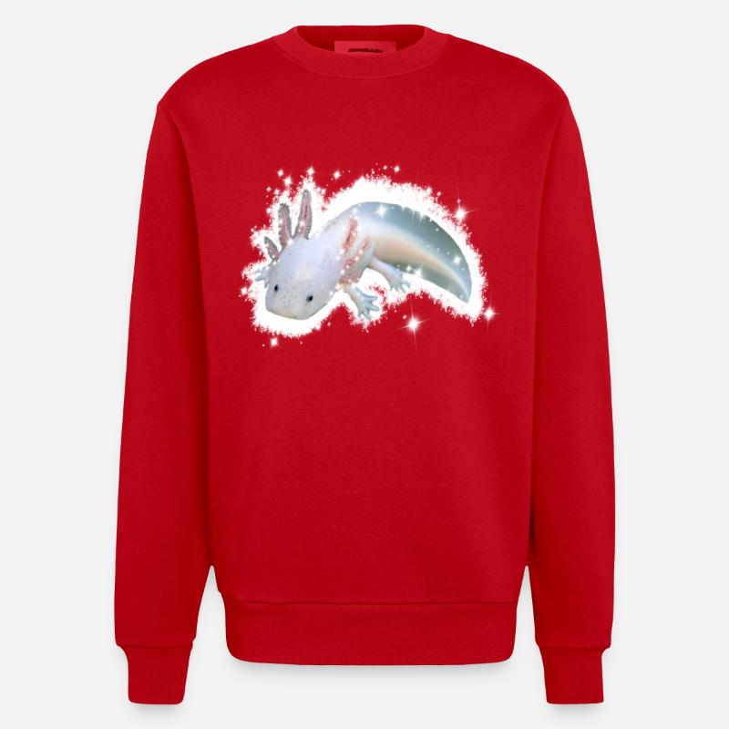 axolotl blanc - Sweat bio épais oversize fabriqué en UE - rouge