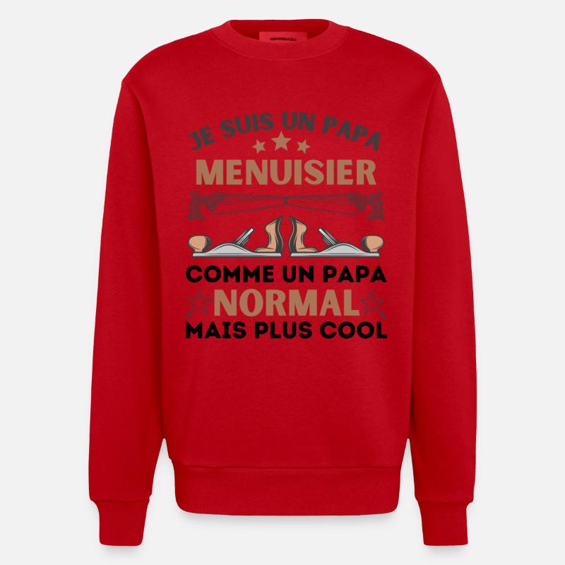 PAPA MENUISIER NORMAL - Sweat bio épais oversize fabriqué en UE - rouge