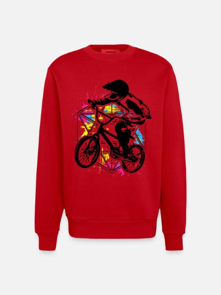 Bmx Racing Retro Bunt - Bmx Fahrrad - Bmx Cykel - Heavyweight oversized organic trøje med crewneck made in EU - rød