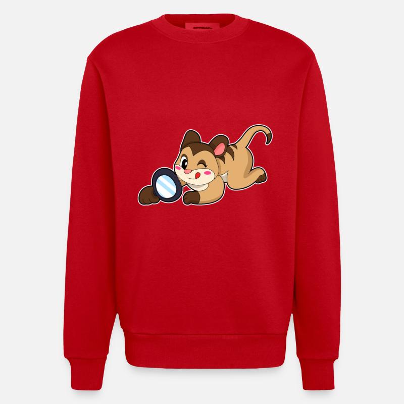 Suricates avec loupe - Sweat bio épais oversize fabriqué en UE - rouge