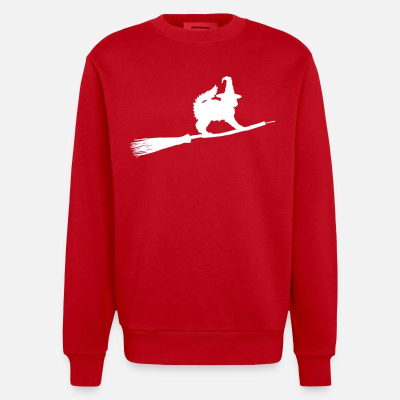 Katzen Hexe - Heavyweight Oversized Organic Crew Neck Made in EU - Rot