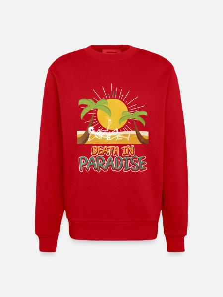 Death in Paradise – Skeleton Holiday Vibes - Heavyweight Oversized Organic Crew Neck Made in EU - red