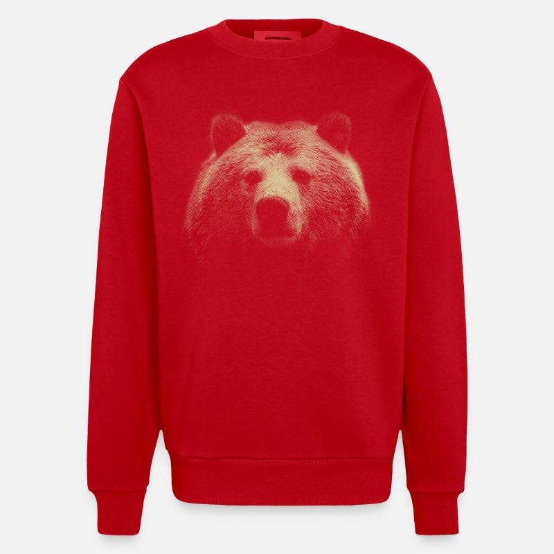 Rothalftone Bärenkopf - Heavyweight Oversized Organic Crew Neck Made in EU - Rot