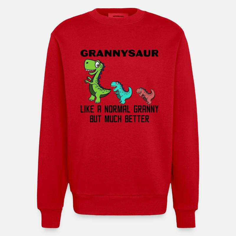 Lustig Großmutter Oma Dinosaurier Statement - Heavyweight Oversized Organic Crew Neck Made in EU - Rot