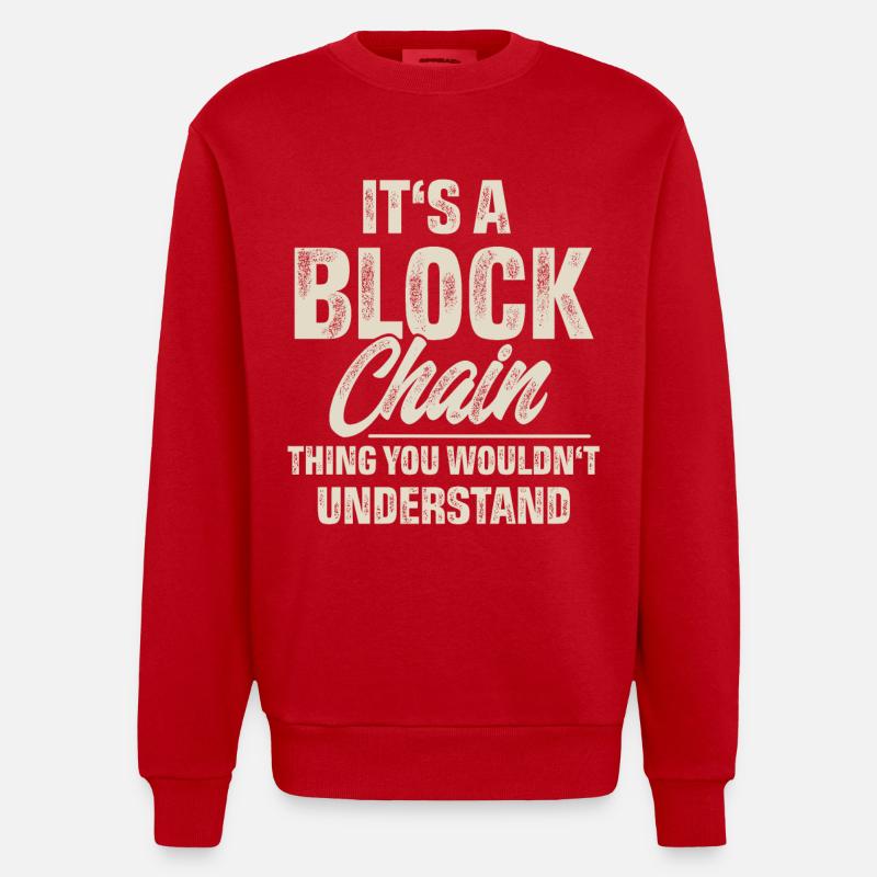 Krypto Blockchain - Heavyweight Oversized Organic Crew Neck Made in EU - Rot