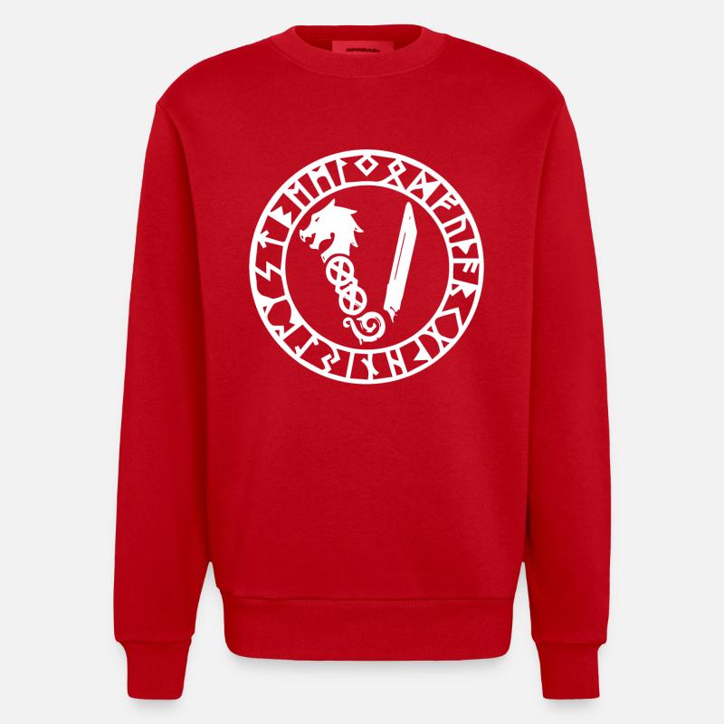 Symbol Der Wikinger - Heavyweight Oversized Organic Crew Neck Made in EU - Rot