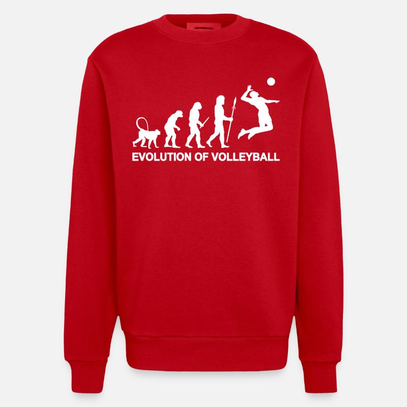 Evolution des Volleyballs - Heavyweight Oversized Organic Crew Neck Made in EU - Rot