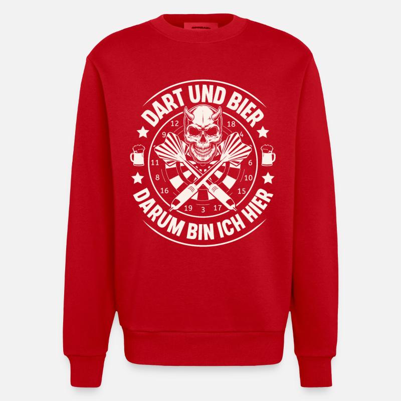 Dart Und Bier - Heavyweight Oversized Organic Crew Neck Made in EU - Rot
