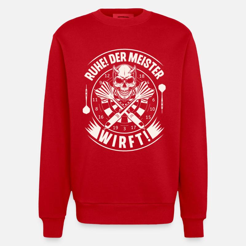 Dart Darten Darts - Heavyweight Oversized Organic Crew Neck Made in EU - Rot