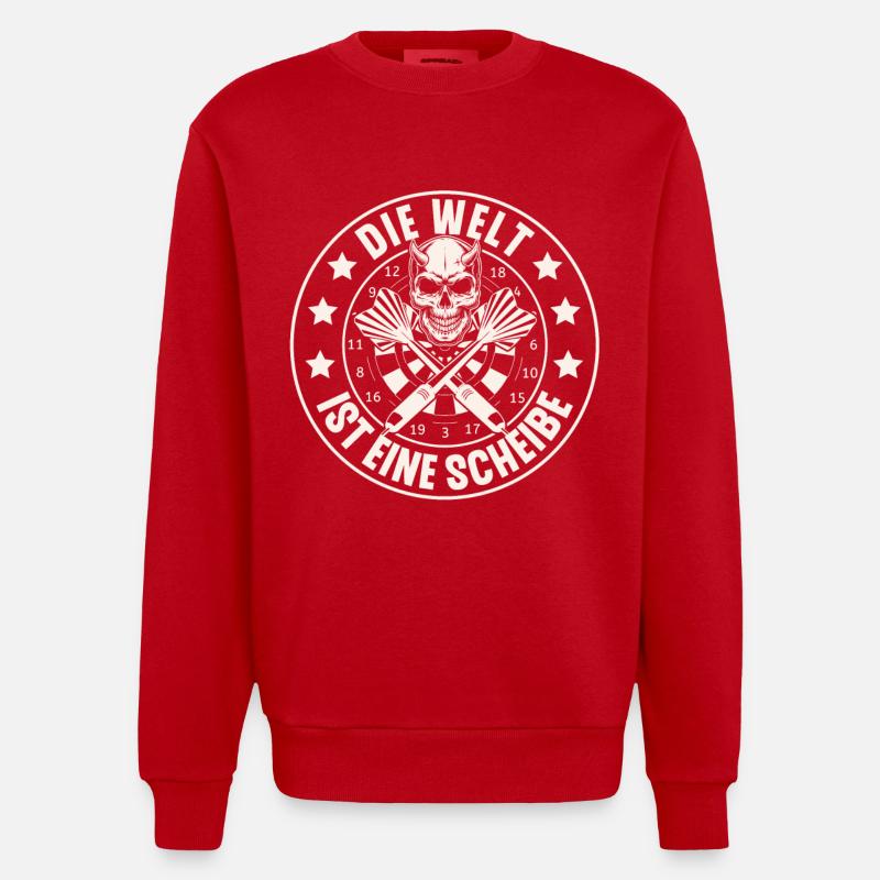 Dart Darten Darts - Heavyweight Oversized Organic Crew Neck Made in EU - Rot