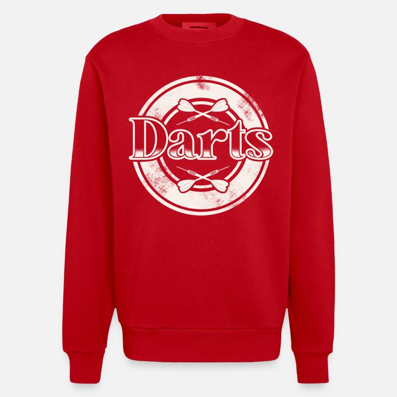 Dart Darten Darts - Heavyweight Oversized Organic Crew Neck Made in EU - red