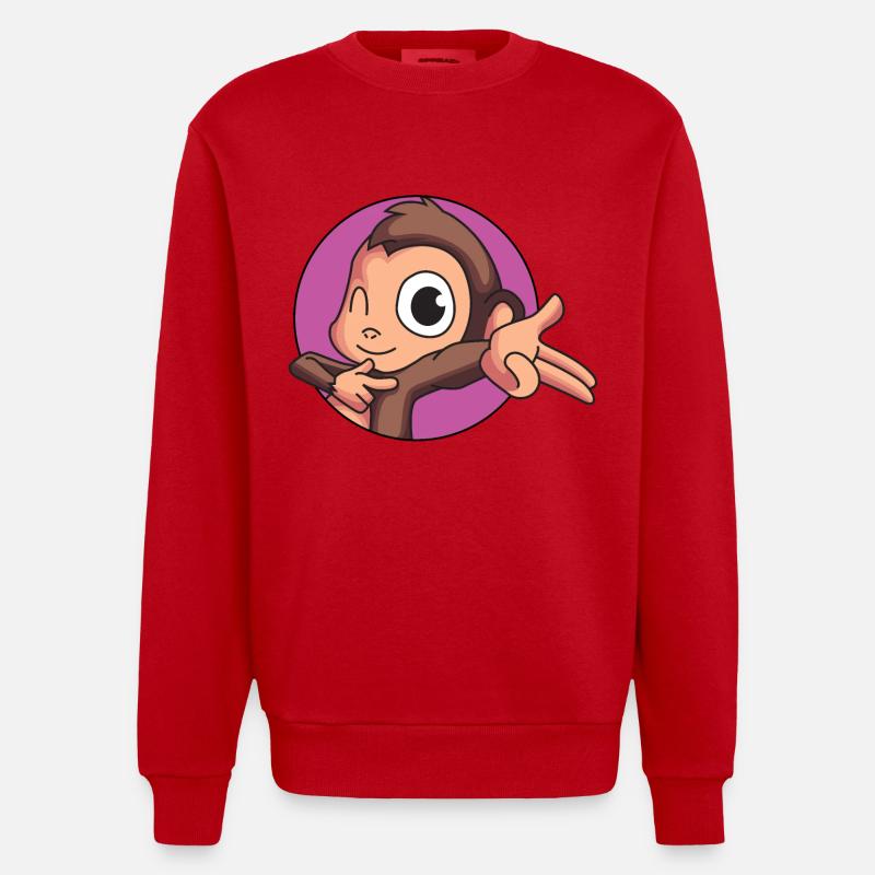 Freches Äffchen - Heavyweight Oversized Organic Crew Neck Made in EU - Rot